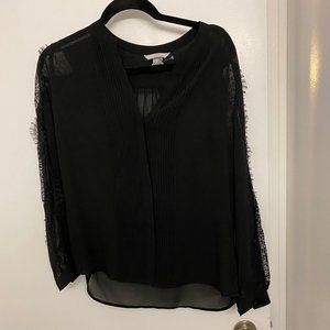 Black Sheer Sleeve Button Down